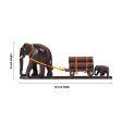 Elephant Cart  - 5  Inches |  Wooden Elephant Statue  Elephant Idol for Home Décor Online Sale