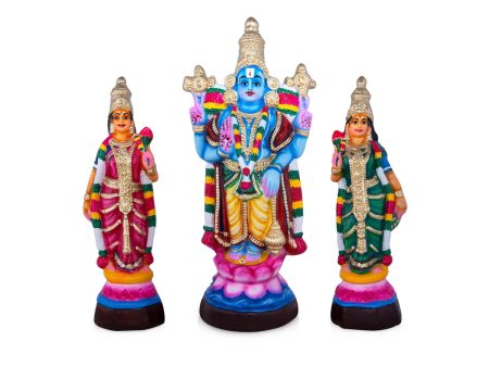 Perumal Sridevi Bhudevi Paper Mache Golu Bommai Set - 18 x 8 Inches | Giri Golu Doll  Navaratri Golu Bomma For Sale