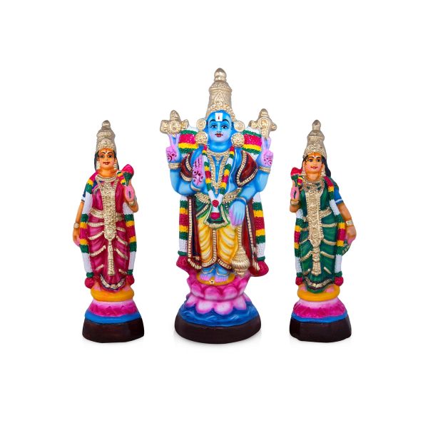 Perumal Sridevi Bhudevi Paper Mache Golu Bommai Set - 18 x 8 Inches | Giri Golu Doll  Navaratri Golu Bomma For Sale