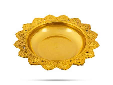 Pooja Tray & Pooja Bowl - 1 x 7 Inches | Gold Polish Plate & Cup  Plastic Bowl & Plate for Home  Assorted Design For Discount