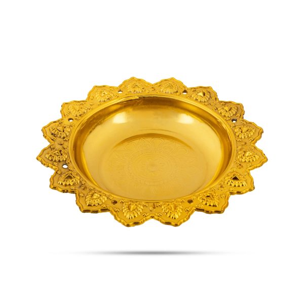 Pooja Tray & Pooja Bowl - 1 x 7 Inches | Gold Polish Plate & Cup  Plastic Bowl & Plate for Home  Assorted Design For Discount