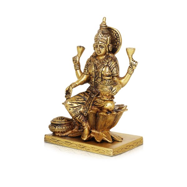 Laxmi Murti  - 7 x 4.5 Inches |  Brass Idol  Lakshmi Idol  Lakshmi Murti  Lakshmi Statue for Pooja Sale