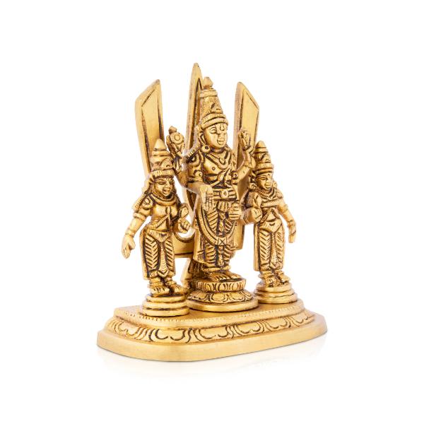 Balaji Murti - 5 Inch | Balaji Sridevi Boodevi with Namam  Antique Brass Statue  Balaji Statue for Pooja For Discount