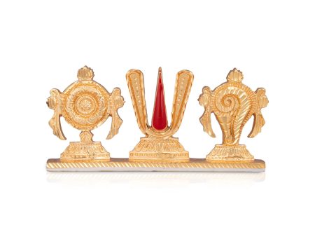 Shankh Chakra Tilak Stand - 2 x 4 Inches | Gold Polish Chakra Tilak Shankh for Pooja  100 Gms Approx Online