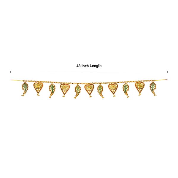 Gold Polish Toran - 43 Inches | Leaf with Beads Design Bandanwar  Aluminium Thoran for Door Decor  180 Gms Hot on Sale