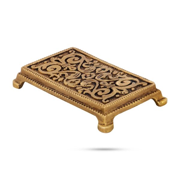 Chowki - 1 x 2.75 Inches | Antique Brass Bajot  Rectangle Shape Manai for Pooja  350 Gms Approx Discount