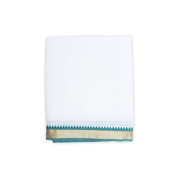 Veshti - 9 x 5 Yards | Karigam Mayilkan Border Dhoti  Half White Colour Vesti for Men on Sale