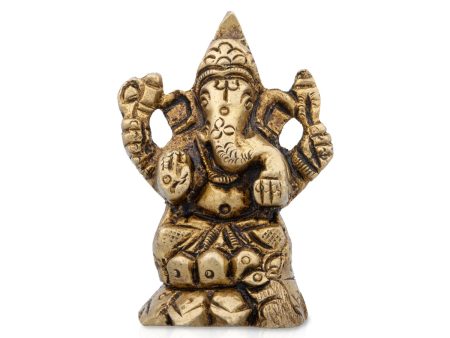 Ganesha Statue - 1.5 x 1 Inches | Vinayagar Statue  Antique Brass Idol for Pooja  100 Gms Approx Discount