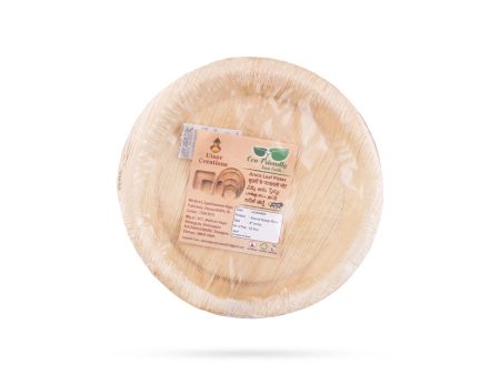 Areca Leaf Plate Set - 8 Inches | 10 Pcs  Round Shape Areca Palm Plates  Disposable Plate for Temple  400 Gms Online Hot Sale