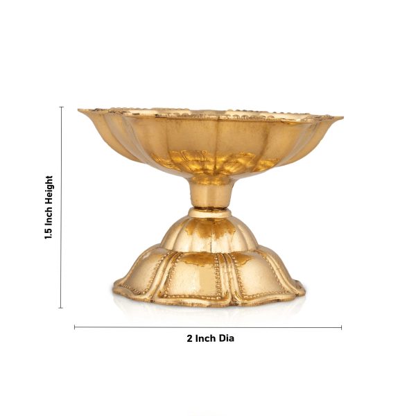 Brass Lamp With Base - 1.5 x 2 Inches | Star Design Deep  5 Face Brass Vilakku for Pooja  35 Gms Approx Online