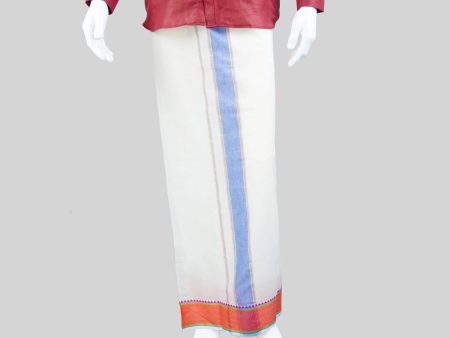 Veshti - 2 Mtrs | Half White Dhoti  5 Inches Fancy Border Vesti for Men Online now