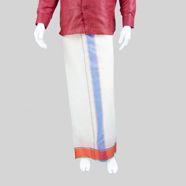 Veshti - 2 Mtrs | Half White Dhoti  5 Inches Fancy Border Vesti for Men Online now