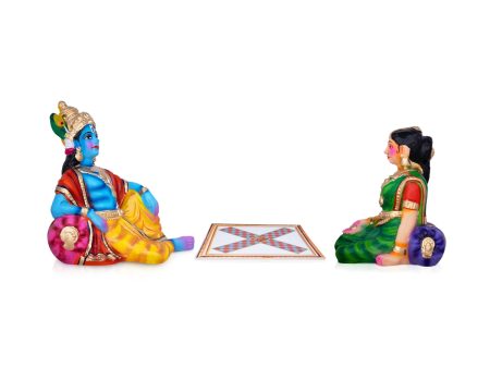 Krishna Radha Thayam Aduthal Paper Mache Golu Bommai Set - 9 x 5 Inches | Giri Golu Doll  Navaratri Golu Bomma Fashion