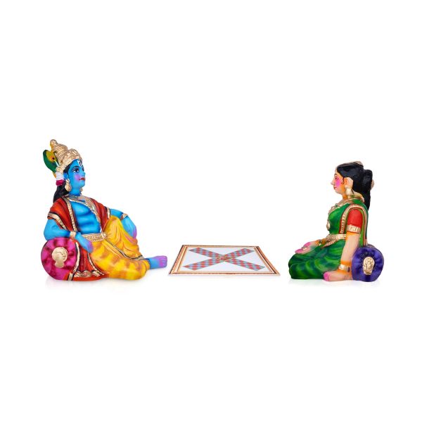 Krishna Radha Thayam Aduthal Paper Mache Golu Bommai Set - 9 x 5 Inches | Giri Golu Doll  Navaratri Golu Bomma Fashion