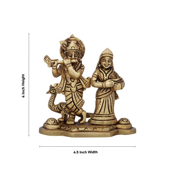 Radha Krishna Murti with Peacock - 4 x 4.5 Inches | Antique Brass Idol  Radha Krishna Idol for Pooja  610 Gms Sale