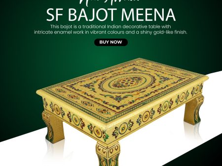 Bajot - 6.5 x 18 Inches | Silver & Gold Finish Manai  Patla  Meenakari Chowki for Pooja Discount