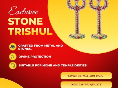 Trishul - 3 Inches | Stone Trishul with Stand  Stone Soolam for Deity Sale