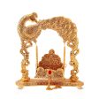 Jhula - 9 x 9 Inches | Peacock Design Jhoola  Aluminium Material  Laddu Gopal Jhula  Krishna Jhula for Deity For Sale