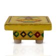 Bajot - 1.5 x 3 x 3 Inches | Silver & Gold Finish Manai  Patla  Meenakari Chowki for Pooja For Sale