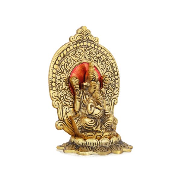 Ganpati Murti - 6 x 4 Inches | Aluminium Ganesh Murti  Gold Polish Ganesh Idol for Home Hot on Sale