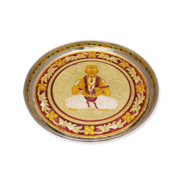 Plate - 0.75 x 9 Inches | Stainless Steel Thali Plate  Pooja Plate for Home For Discount