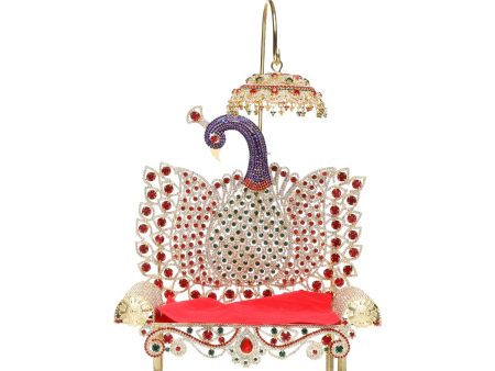 Sinhasan - 11 x 8 Inches | Stone Chowki  Peacock Design Simhasan  Bajot for Deity For Discount