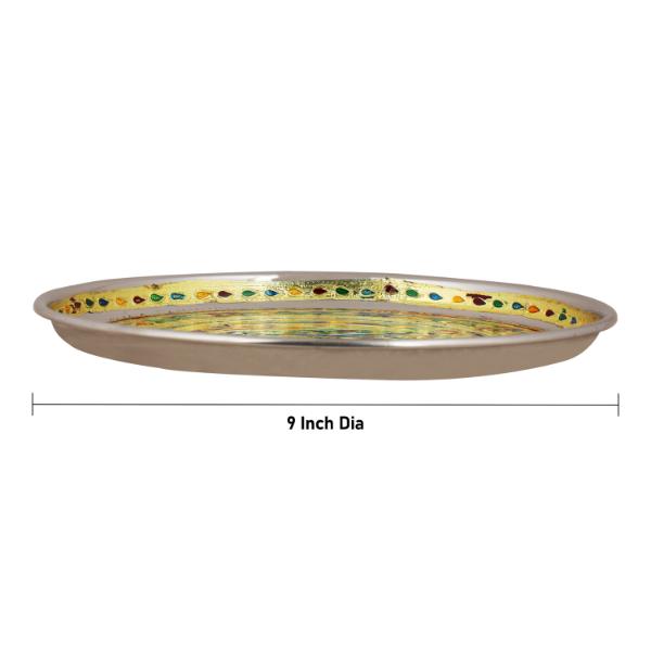 Plate - 0.5 x 9 Inches | Stainless Steel Thali Plate  Pooja Plate for Home Fashion