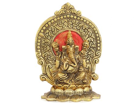 Ganpati Murti - 6 x 4 Inches | Aluminium Ganesh Murti  Gold Polish Ganesh Idol for Home Hot on Sale