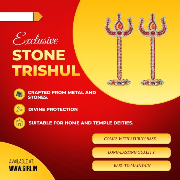 Trishul - 4.25 Inches | Stone Trishul with Stand  Stone Soolam for Deity Online Hot Sale