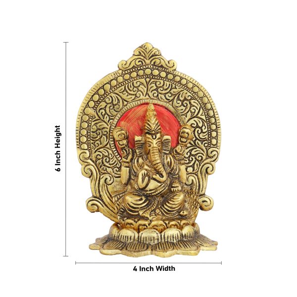 Ganpati Murti - 6 x 4 Inches | Aluminium Ganesh Murti  Gold Polish Ganesh Idol for Home Hot on Sale